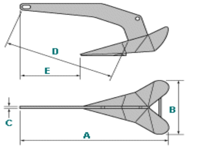 6kg Plough Anchor Galvanised Fixed Head (Delta Style)